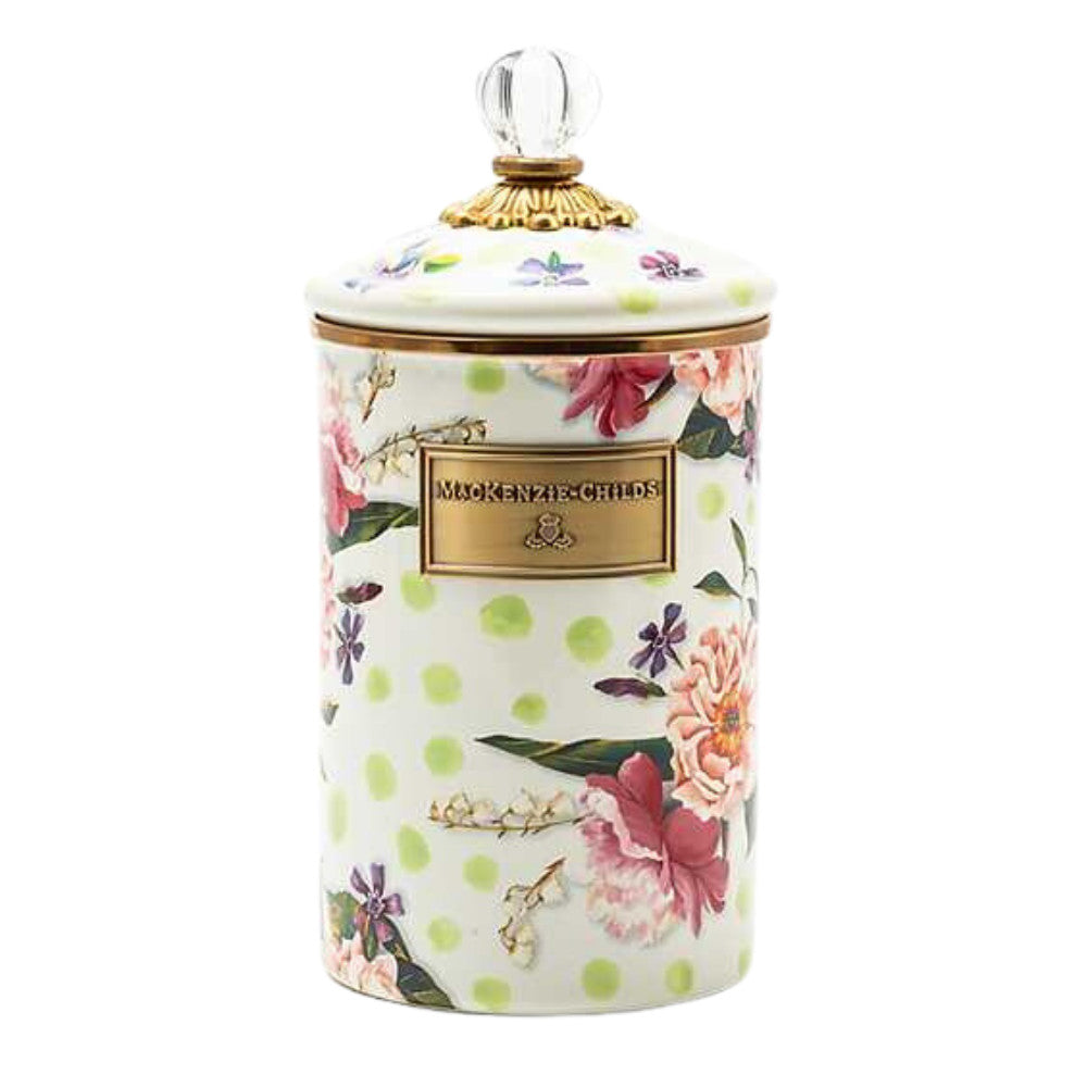 MACKENZIE CHILDS WILDFLOWERS ENAMEL CANISTER - GREEN Default Title