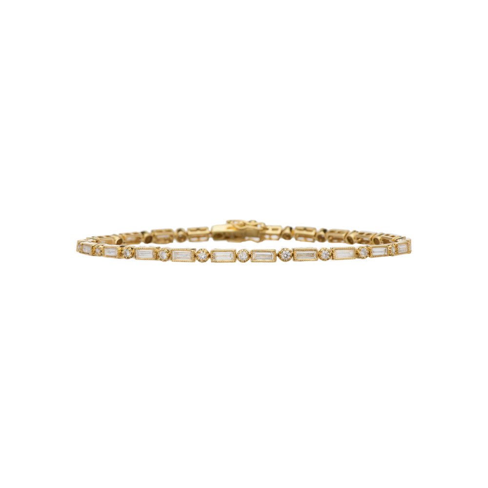 SETHI COUTURE 18K YELLOW GOLD "LUCY" BAGUETTE AND ROUND DIAMOND BRACELET Default Title