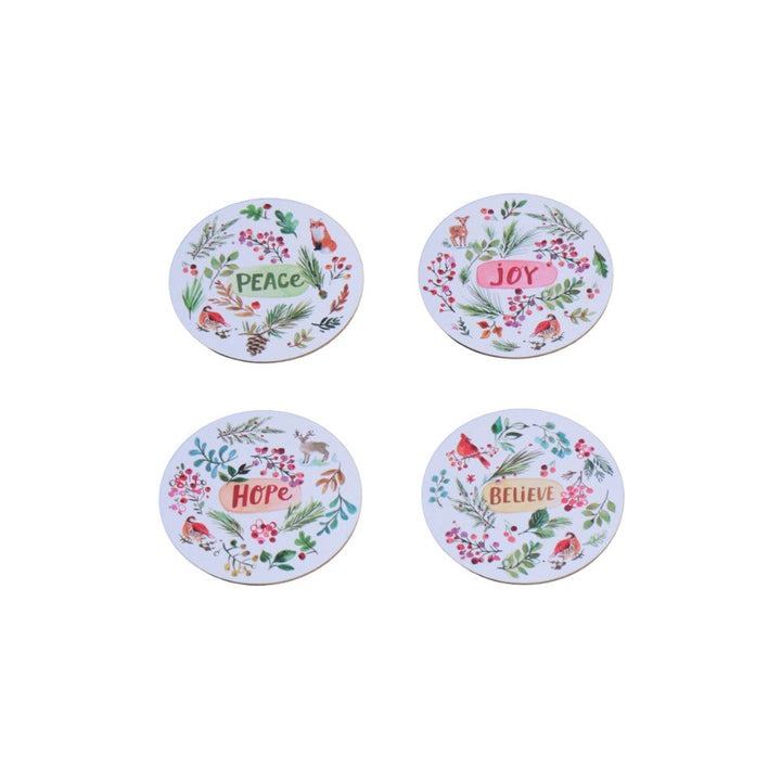 BEATRIZE BALL CHRISTMAS 5" COASTERS W/CORK SET OF 4 Default Title