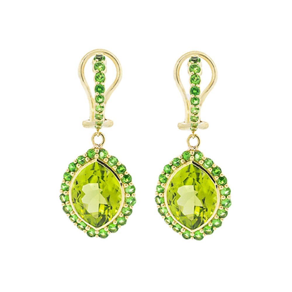 SLOANE STREET 18K YELLOW GOLD EARRINGS WITH MARQUEE STYLE PERIDOT GEMSTONES Default Title