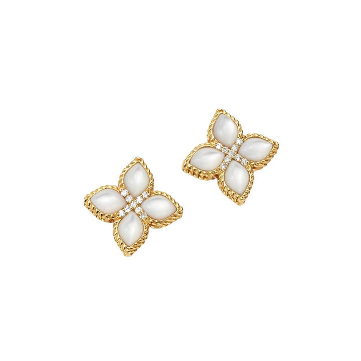 ROBERTO COIN 18K YELLOW GOLD MOTHER OF PEARL EARRINGS Default Title