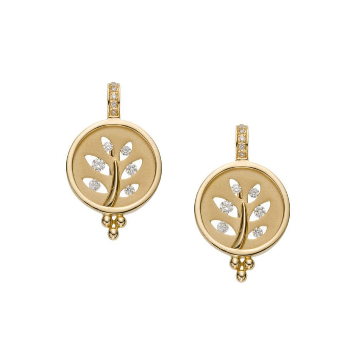 TEMPLE ST CLAIR 18K YELLOW GOLD TREE CUTOUT EARRINGS WITH PAVE DIAMOND