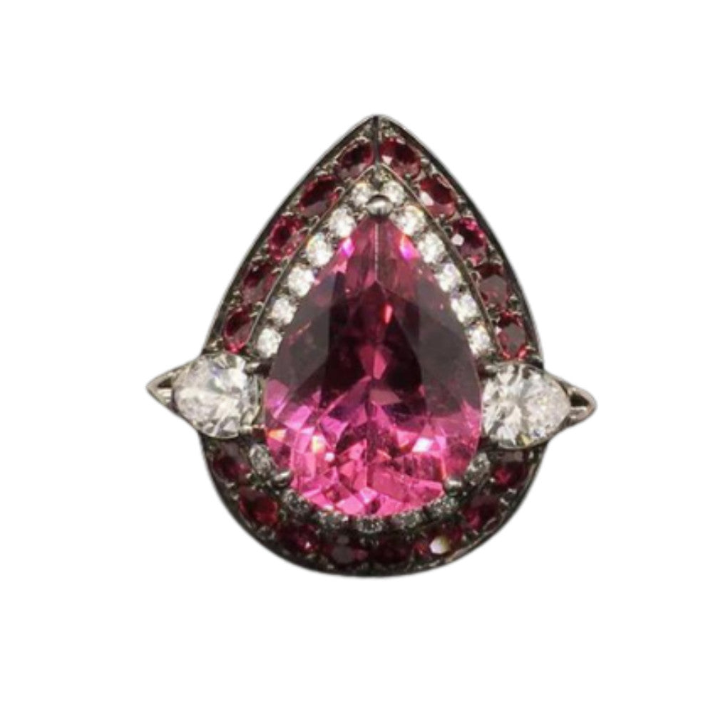 SUNA 18K WHITE GOLD RUBY, RUBELLITE AND DIAMOND RING Default Title