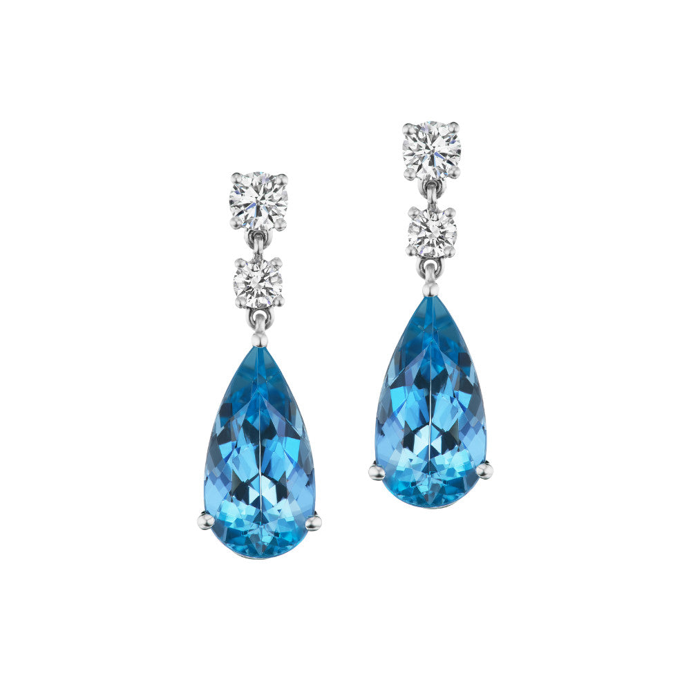 SUNA 18K WHITE GOLD EARRINGS WITH AQUAMARINE AND DIAMONDS Default Title