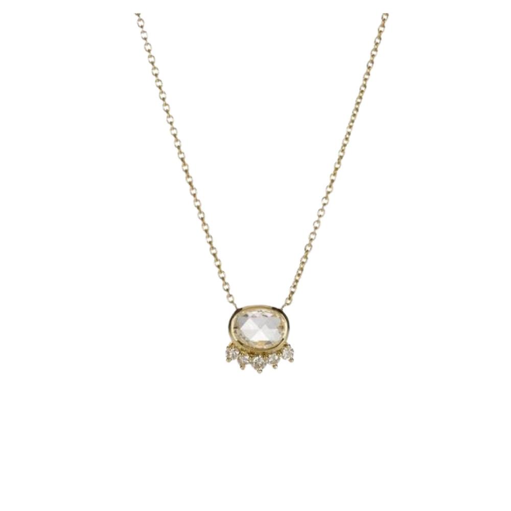 SETHI COUTURE BETHANY NECKLACE OVAL ROSE CUT DIA YG 18K .61CT Default Title