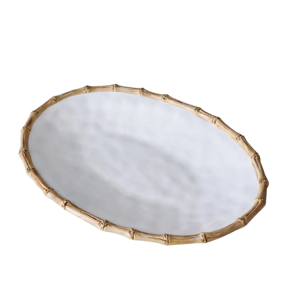 BEATRIZE BALL VIDA BAMBOO WHITE AND NATURAL OVAL PLATTER - LARGE Default Title