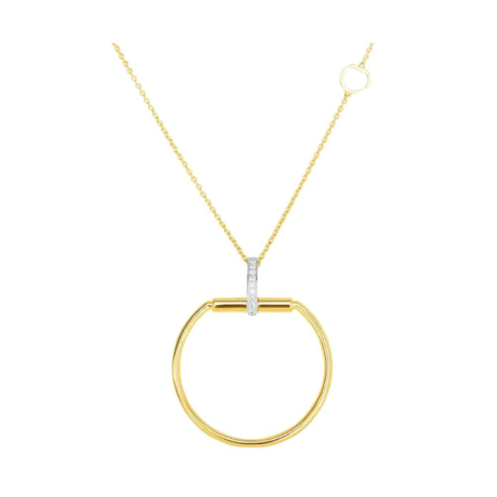 ROBERTO COIN CLASSICA PARISIENNE DIAMOND YELLOW AND WHITE GOLD CIRCLE DROP NECKLACE Default Title