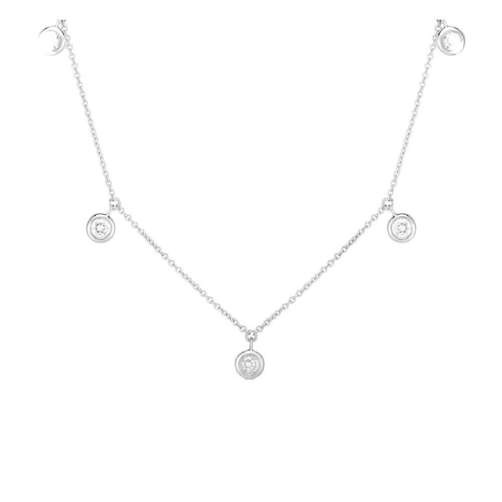 ROBERTO COIN WHITE GOLD 5 STATION DIAMOND DANGLING NECKLACE Default Title