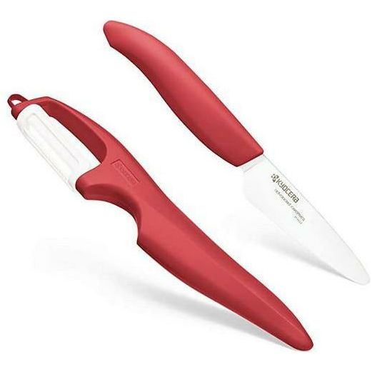 KYOCERA KYOCERA CERAMIC PARING KNIFE RED 3" AND VERTICAL DOUBLE EDGE PEELER Default Title