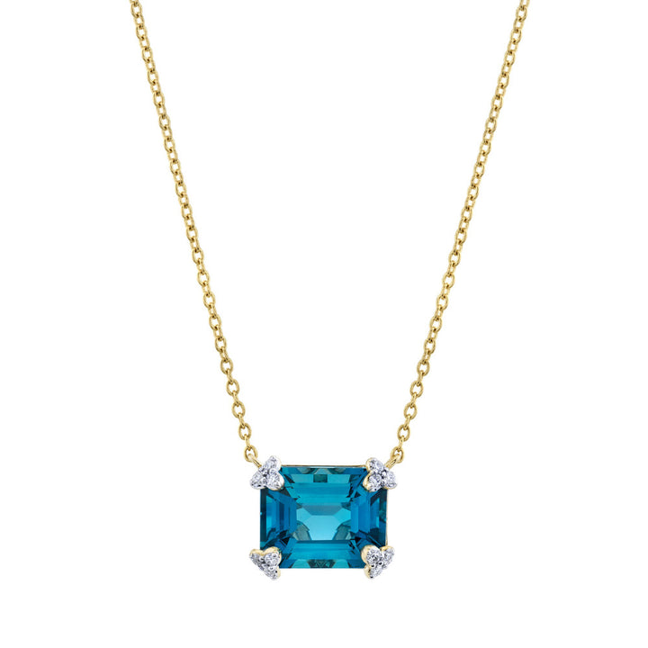 SLOANE STREET 18K YELLOW GOLD PENDANT WITH EMERALD CUT TOPAZ AND DIAMONDS Default Title