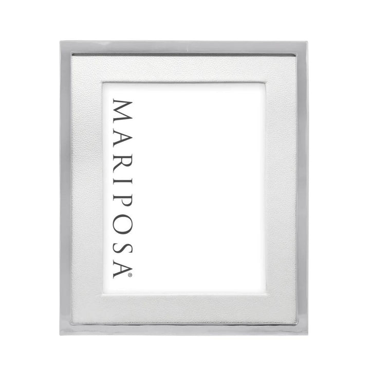 MARIPOSA WHITE LEATHER PICTURE FRAME WITH METAL BORDER 8X10 Default Title
