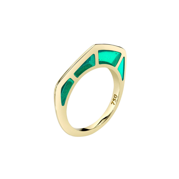 ANDY LIF JEWELRY 18K YELLOW GOLD COBRA RING GREEN Default Title