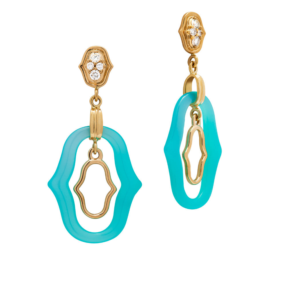 GUMUCHIAN 18K YELLOW GOLD AND BLUE AGATE EARRINGS Default Title