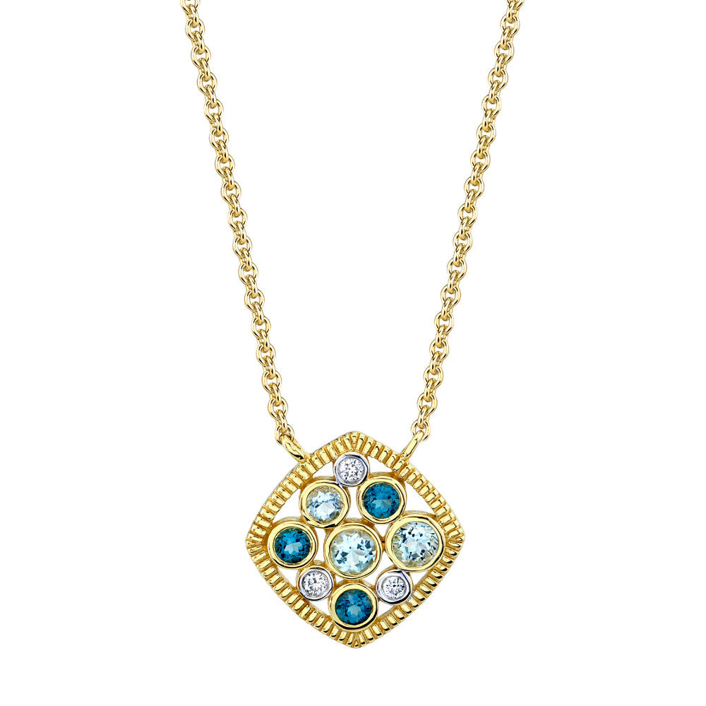 SLOANE STREET 18K YELLOW GOLD BUBBLE PENDANT WITH DIAMONDS AND TOPAZ Default Title