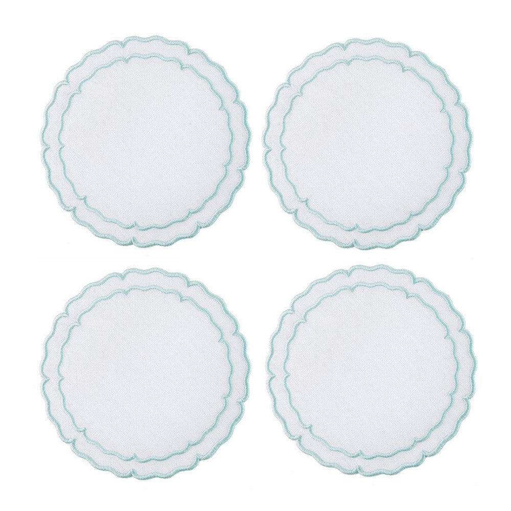 SKYROS LINHO SCALLOPED WHITE AND ICE BLUE COASTERS Default Title