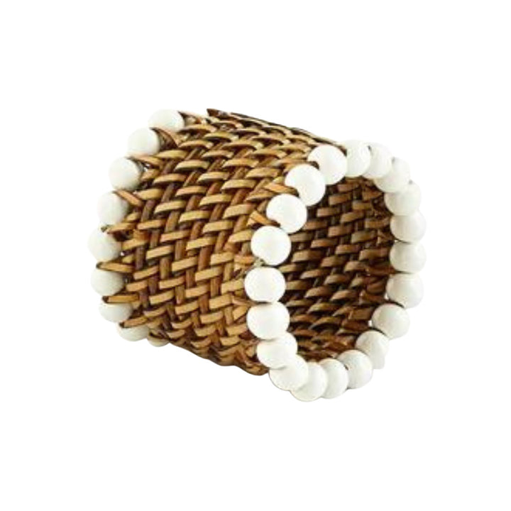 CALAISIO NAPKIN RING WITH BEADS - WHITE Default Title